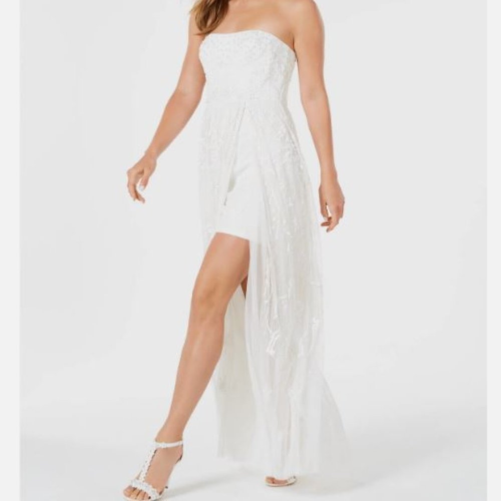 Adrianna Papell Strapless Beaded Maxi Gown